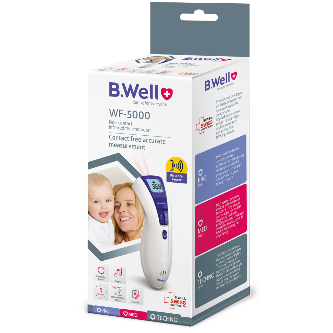 تب‌سنج دیجیتال غیرتماسی بی‌ول WF-5000 b.well